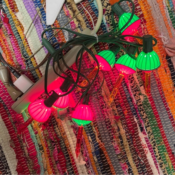 Vintage Christmas Bubble Lights Set 7 with cord - works red green holiday - Picture 2 of 3